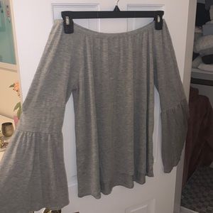 Off the Shoulder Grey Long Sleeve Top